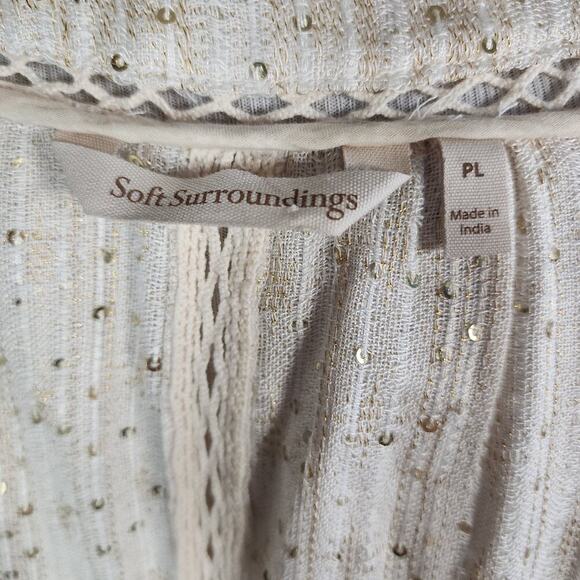 Soft Surroundings Glamour Topper SZ PL Cream Gold Sequin Lagenlook Coastal Beach - Picture 9 of 12